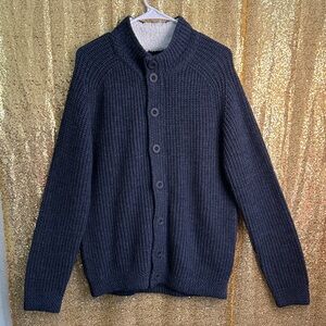Men's Navy Button-Up Cardigan Sweater